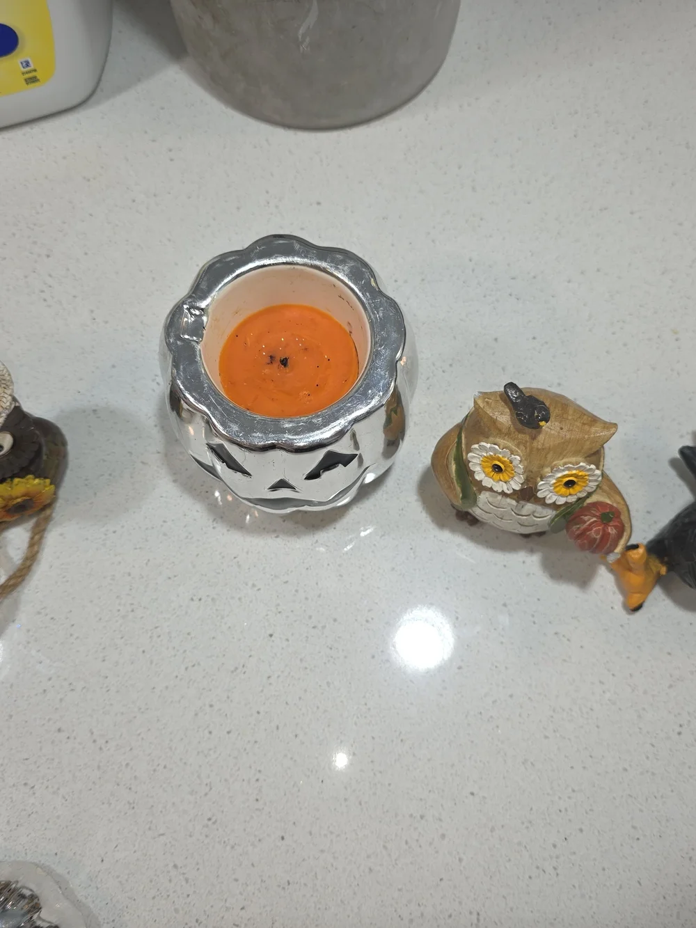 Resin/ceramic decorative figurine set, Fall/Halloween themed bird and owl collec
